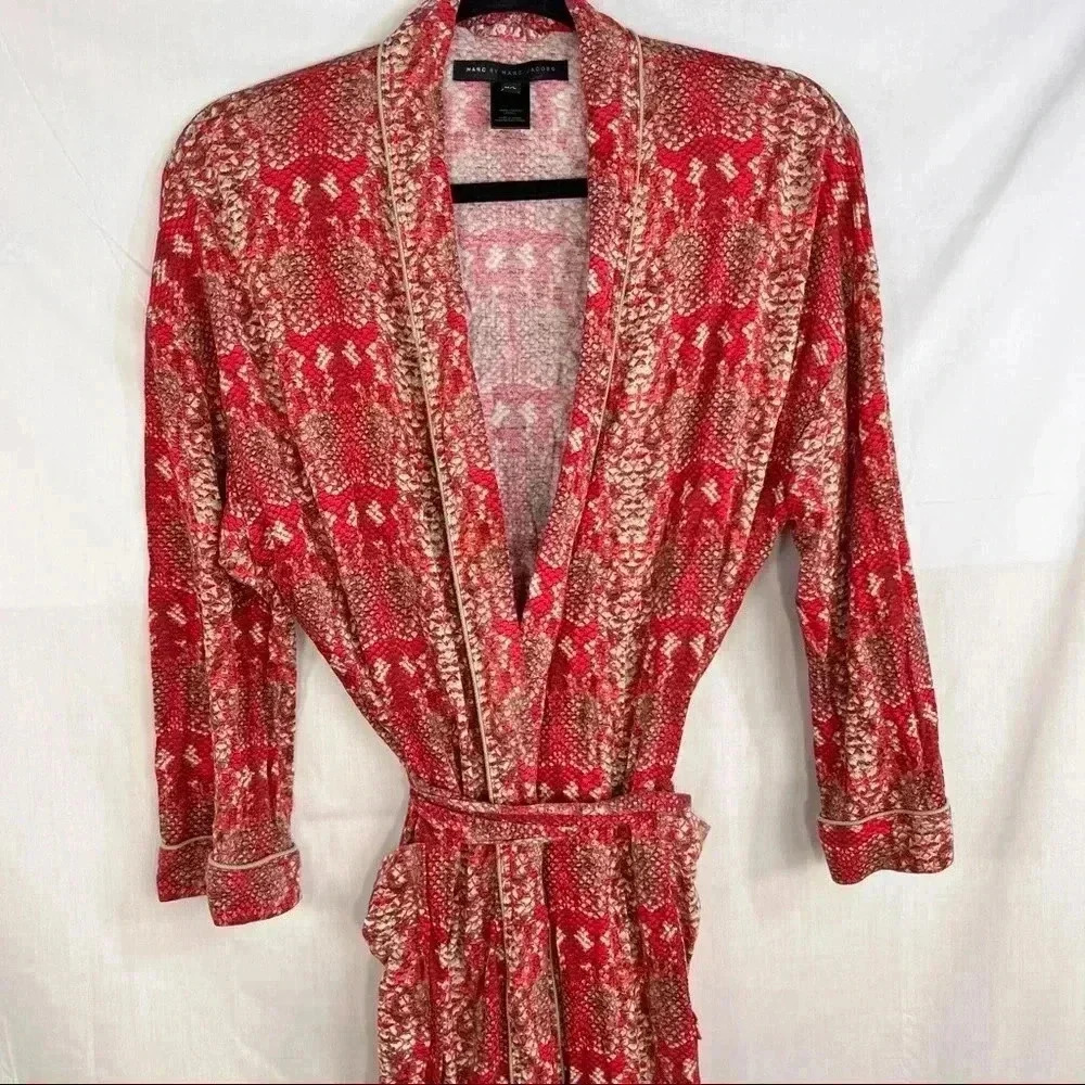 MARC BY MARC JACOB Womens 100% Lyocell Red Brown Snake Prints Robe Sz M/L Comfy - Picture 4 of 9